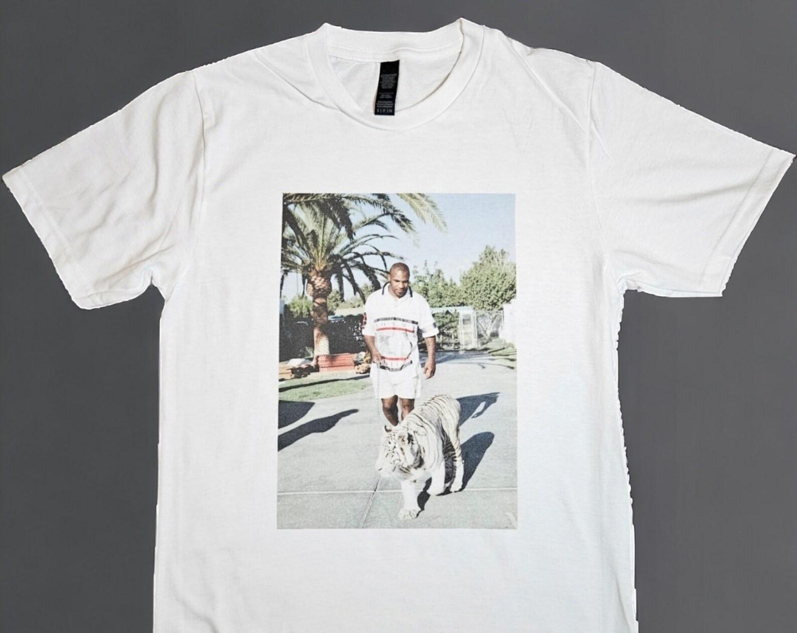 Mike Tyson and White Tiger White T-Shirt sizes available S-3XL 2XL