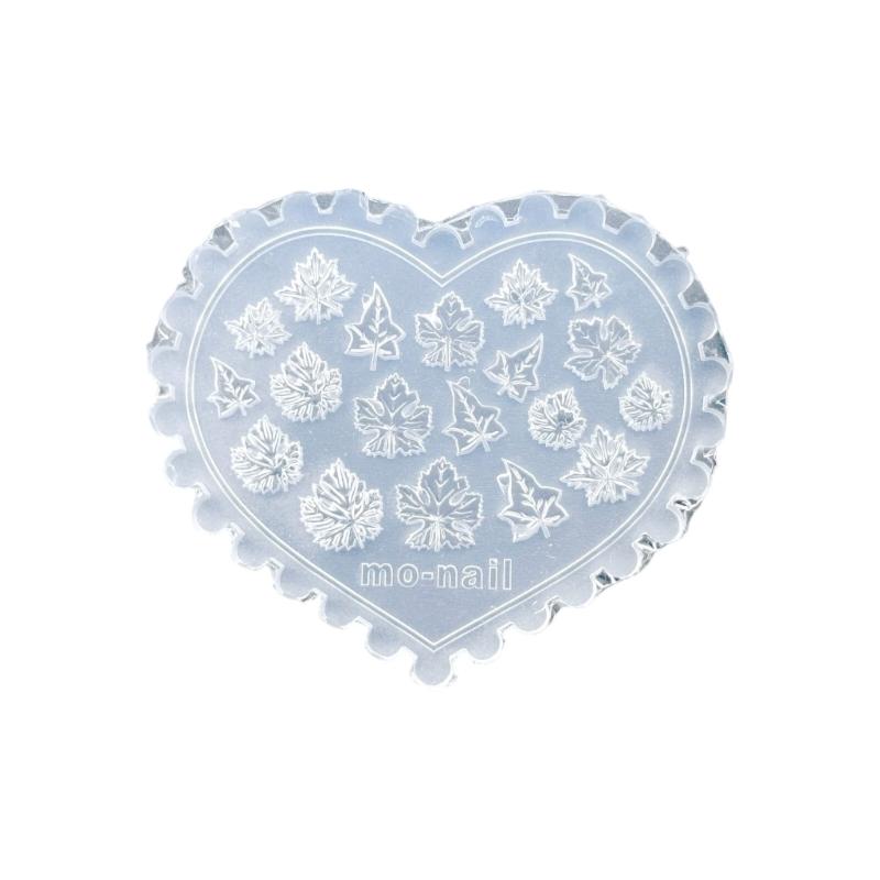 Silikon Nagelkunstform mit Pilz-, Ahornblatt-, Herzmustern für DIY Maniküre-Design, wiederverwendbare Vorlage