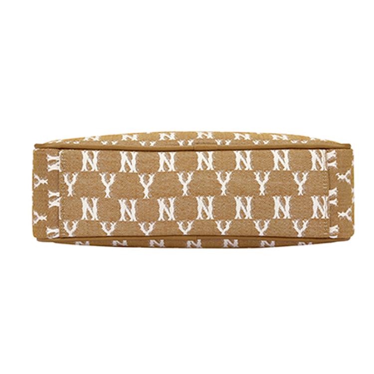 New MLB Monogram Collection Fabric Combo Bag Crossbody Bag Shoulder Bag Women's Khaki 32BGDC111-50B