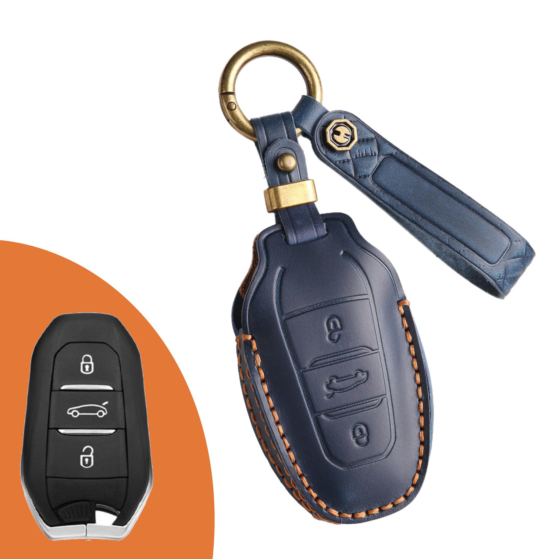 

Кожаный чехол для ключа для Citroen: Подходит для моделей Sega, C3XR, C5X, C4L, Versailles C6 и Elysee синий