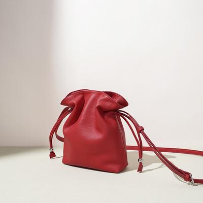 New Lucky Bag Mobile Phone Bag Simple and Versatile Drawstring Cloud Bag Niche High-end Leather Shoulder Messenger Bag