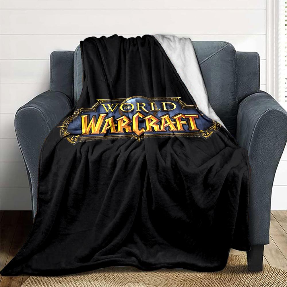 World Warcraft Logo Flannel Blanket Super Soft Warm Cozy Blanket for Sofa Bed Office Travel All‑Season Home Decor Gift