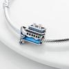 Blue Zircon Ship Charms Copper Plated Original Beads Fit Originalcharms Bracelet Jewelry Fine Gifts For Women
