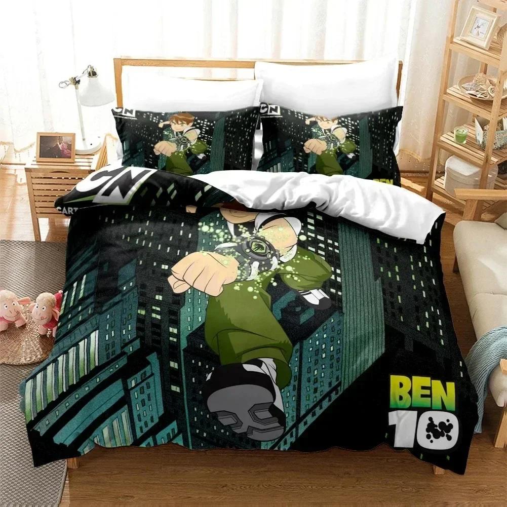 3D Cartoon Ben10 Duvet Cover with Pillow Cover Bedding Set Printed Bed Set With Pillowcase Soft Queen King Size Bedclothes Home