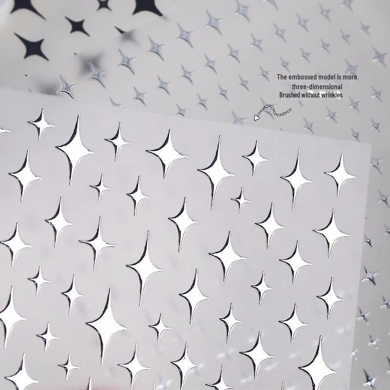 3D-Nagelaufkleber in Gold und Silber – Internet Trend – Kleine selbstklebende Stern-Dekorationen