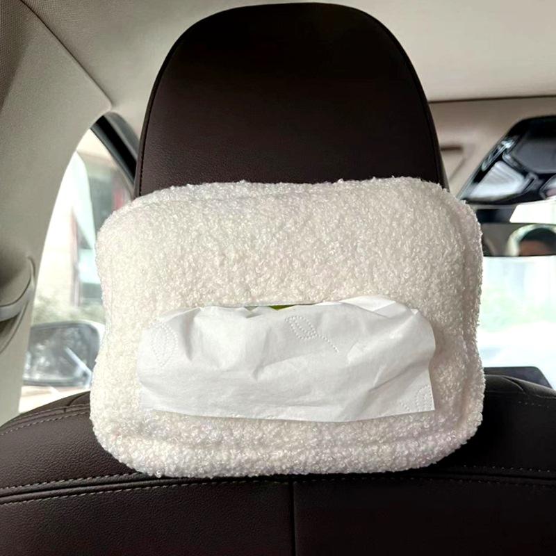 Car Seat Back Armrest Box Tissue Boxes Bag Car Tissue Box Cute Plush Animals Napkin Tissue Paper Holder Portable Drawer Box