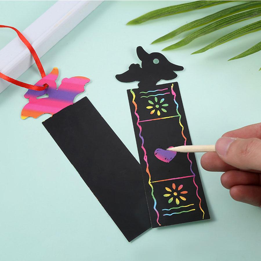 Colorful Scratch Painting Bookmark Animal Unicorn Dinosaur Pattern DIY Puzzle Early Education Children Kids Birthday Gift JXB