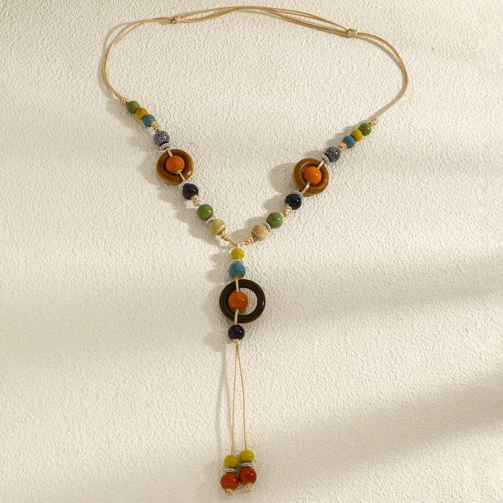 Bohemian Tassel Flower Pendant Necklace - Ethnic Butterfly Vacation Collarbone Jewelry