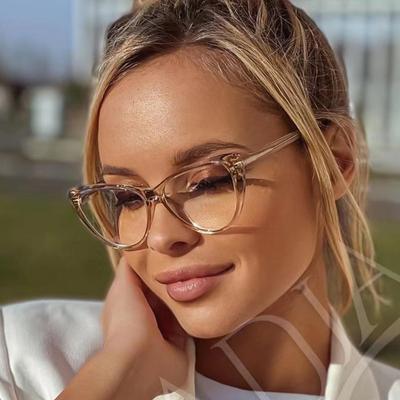 Women Glasses Trend Cat Eye Flat Mirror Anti-blue Light Eyeglasses Frame Simple Glasses Oculos De Grau Feminino