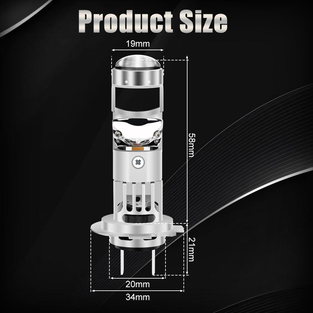 2 шт. H7 світлодіодні лампи для фар проектора 1:1 LED Проектор Бездротовий Міні Об'єктив 30000Лм 100Вт Автомобільний Plug&Play Турбо Лампа 6500К Білий LHD