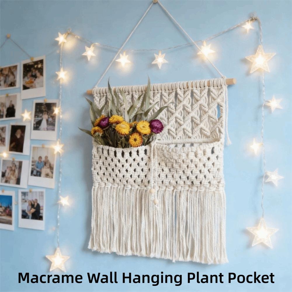 Cotton Rope Woven Flower Basket Woven Hanging Planter Wall Decoration Plant Pocket  Living Room