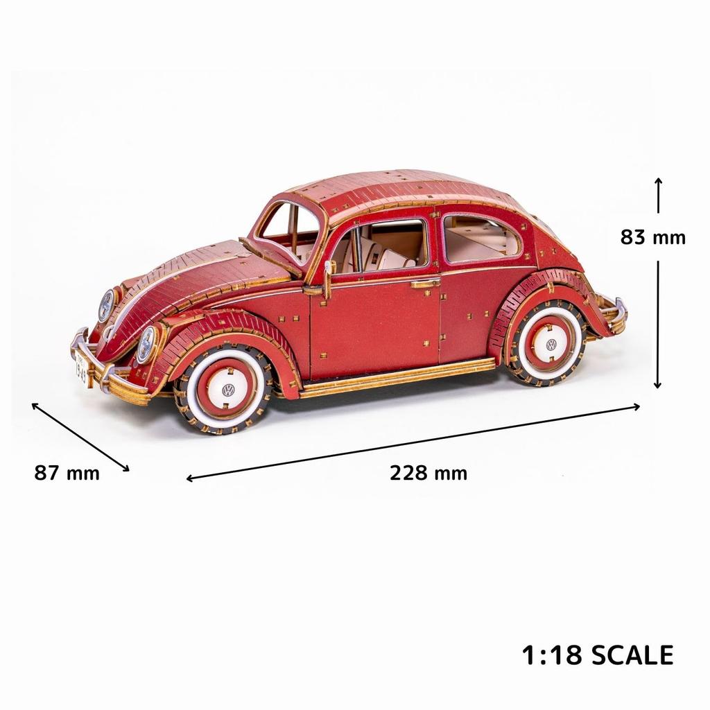 VW Beetle Type 1 3D Puzzle Wooden Model Kit for Adults 3D Puzzle with Illustrated Assembly Instructions Great for Perfect as a Summer Vacation Craft