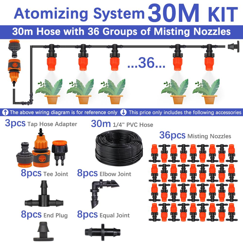 30-5M 60W Self-priming Pump with Timer Misting Cooling System Adjustable 0-25L/H Atomization Sprayer Garden Irrigation Watering