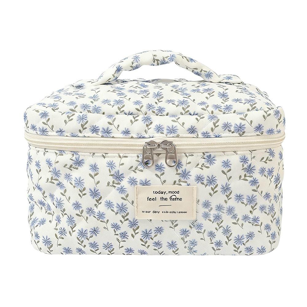 Zipper Aesthetic Cosmetic Organizer Floral Printed Skincare Clutch Toiletry Bag  Travel Storage