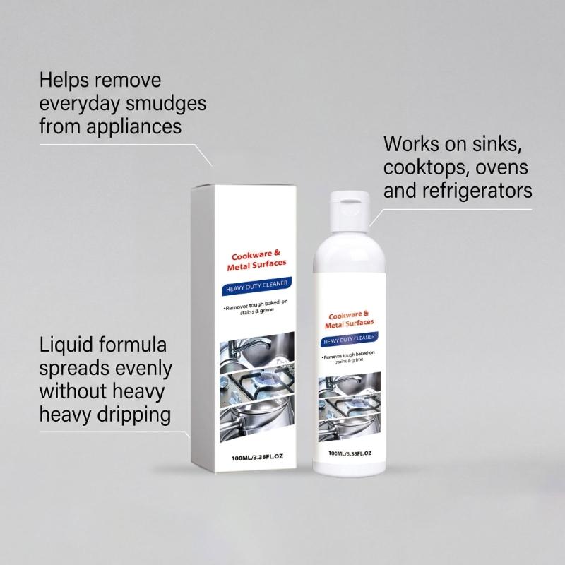 Professional Stainless Steel Metal Surfaces Cleaner for Kitchen Cookware Restores Shine To Metal Surfaces Quick Acting
