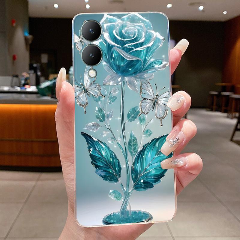 Phone Case For Vivo Y17s 4G / Y28 5G Butterfly Bow Protective Thin Casing VivoY17s Y 17S 4G Transparent Soft Silicone TPU Cover