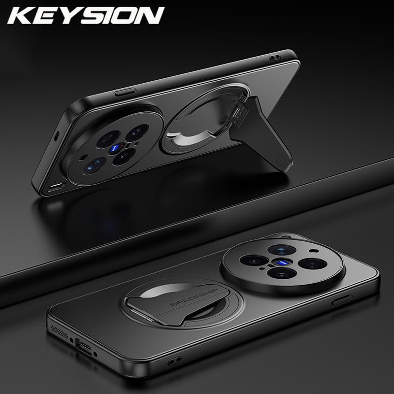 KEYSION Magnetische Handyhülle für VIVO X300 Pro 5G Metalllack Silikon+PC Aufstellbarer Ständer Stoßfeste Hülle für VIVO X300 Pro