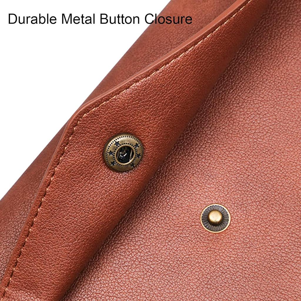 VANRA 1 Piece PU Leather File Folders A4 Document Holder File Envelope Waterproof Portfolio Filing File Organizer for Letter Size with Snap Button