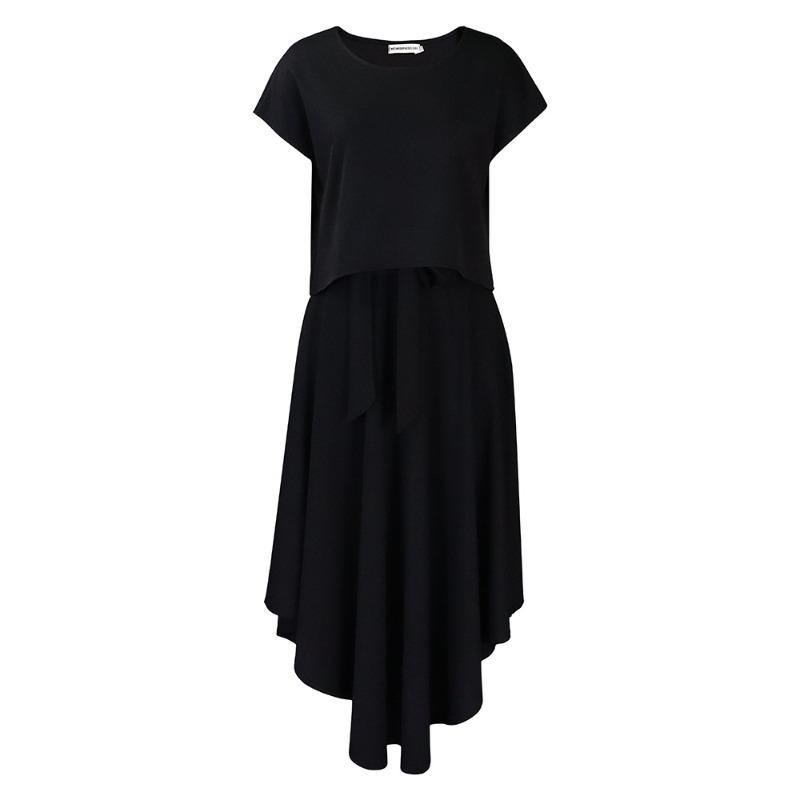 

Женская одежда больших размеров новый темперамент Tongle однотонный топ юбка большого клеша комплект из двух предметов XXXL