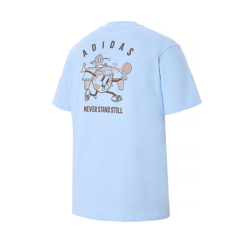 Adidas Minimalist Pullover Comfortable Short Sleeve Nautical Round Neck T-Shirt Men T-Shirts Sky-Blue KB9468