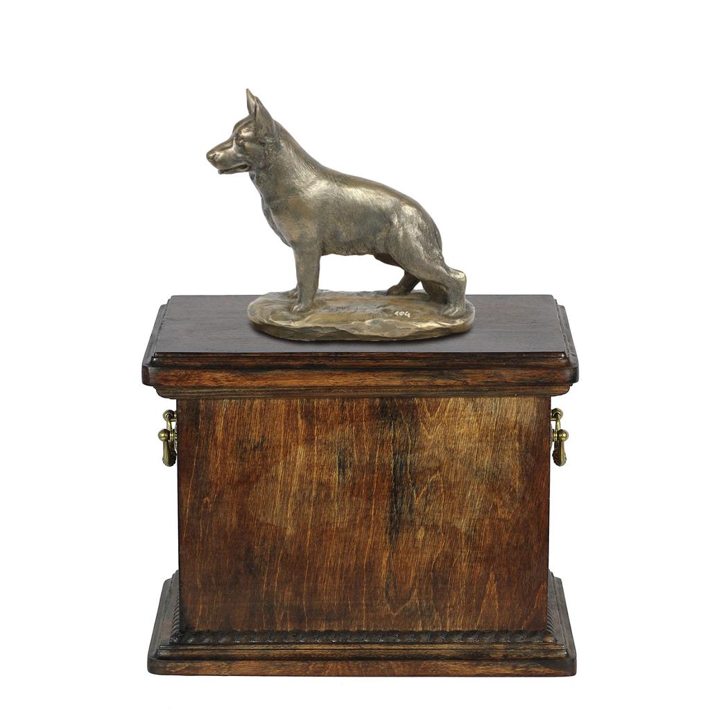 German Shepherd Dog, Alsatian Wolf Dog - urn for the ashes of a dog, urn with a statuette, elegant urn in the classic style of the Art-Dog brand