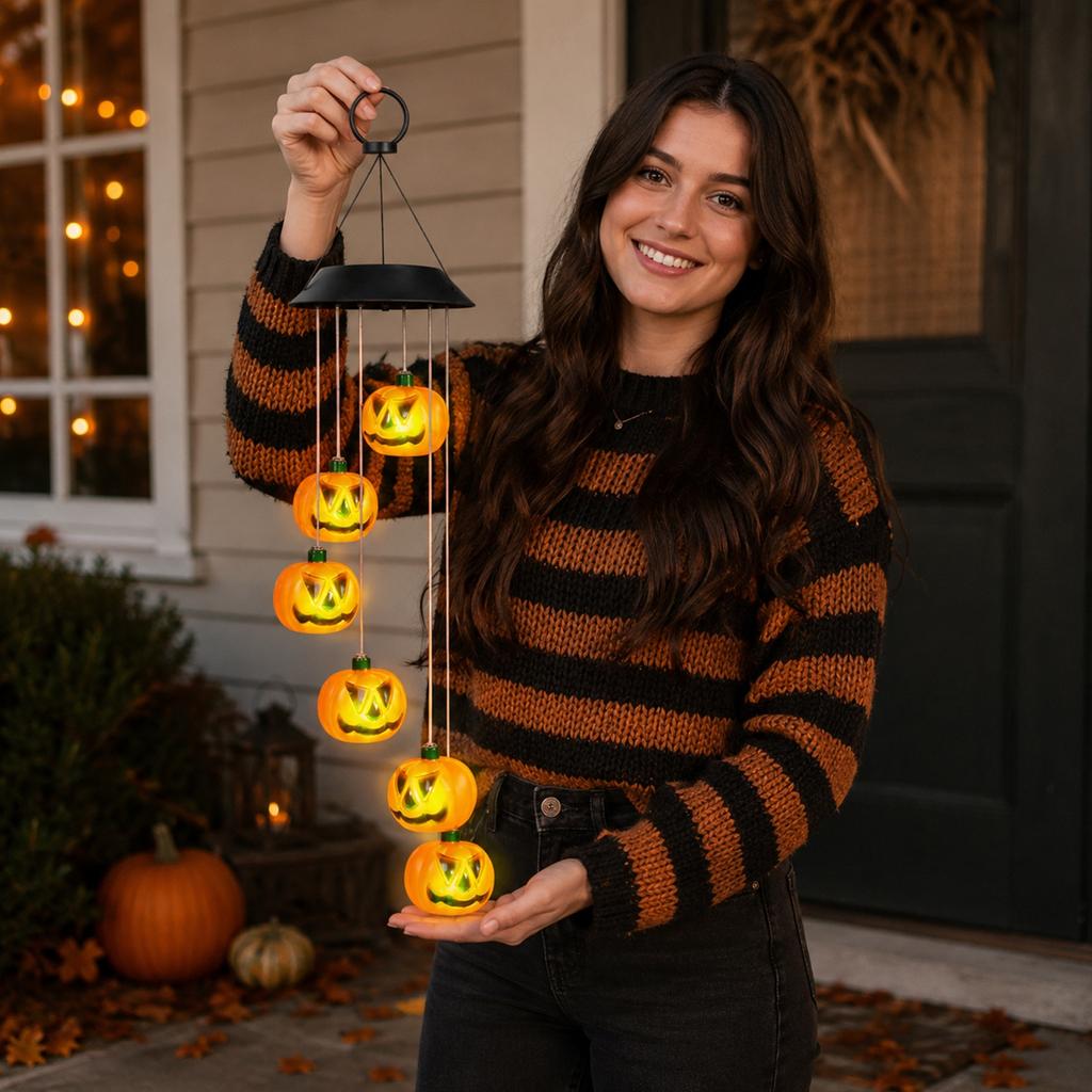 Pumpkin Wind Lights with Hat for Halloween Outdoor Decorations, Festive Garden and Yard Lighting