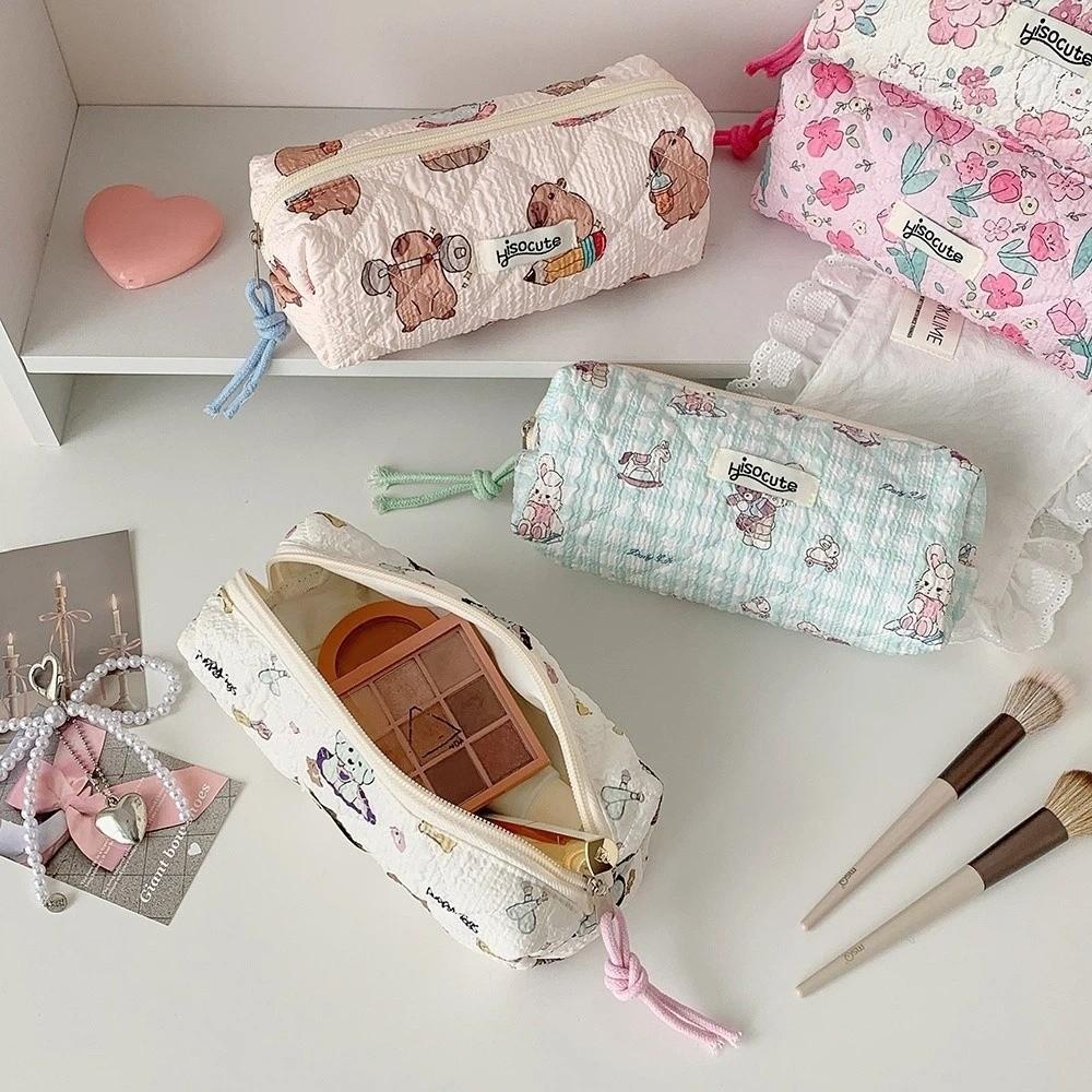 Stoff Koreanischer Stil Federmäppchen Capybara Hund Blumenmuster Federtasche Schüler