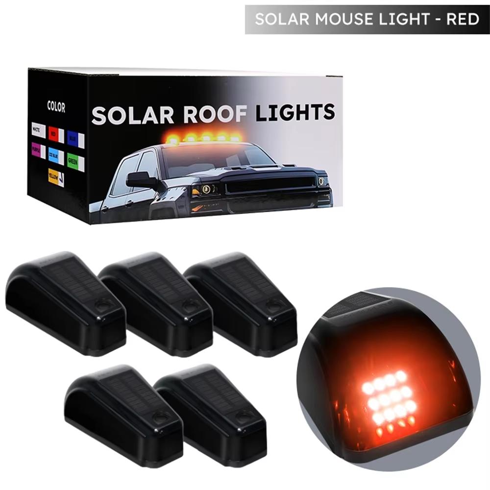 5PCS LED Solar Powered LED Car Roof Marker Truck Sidelight for Pickup Trailer SUV Cab Roof Top Running Signal Lamp Waterproof
