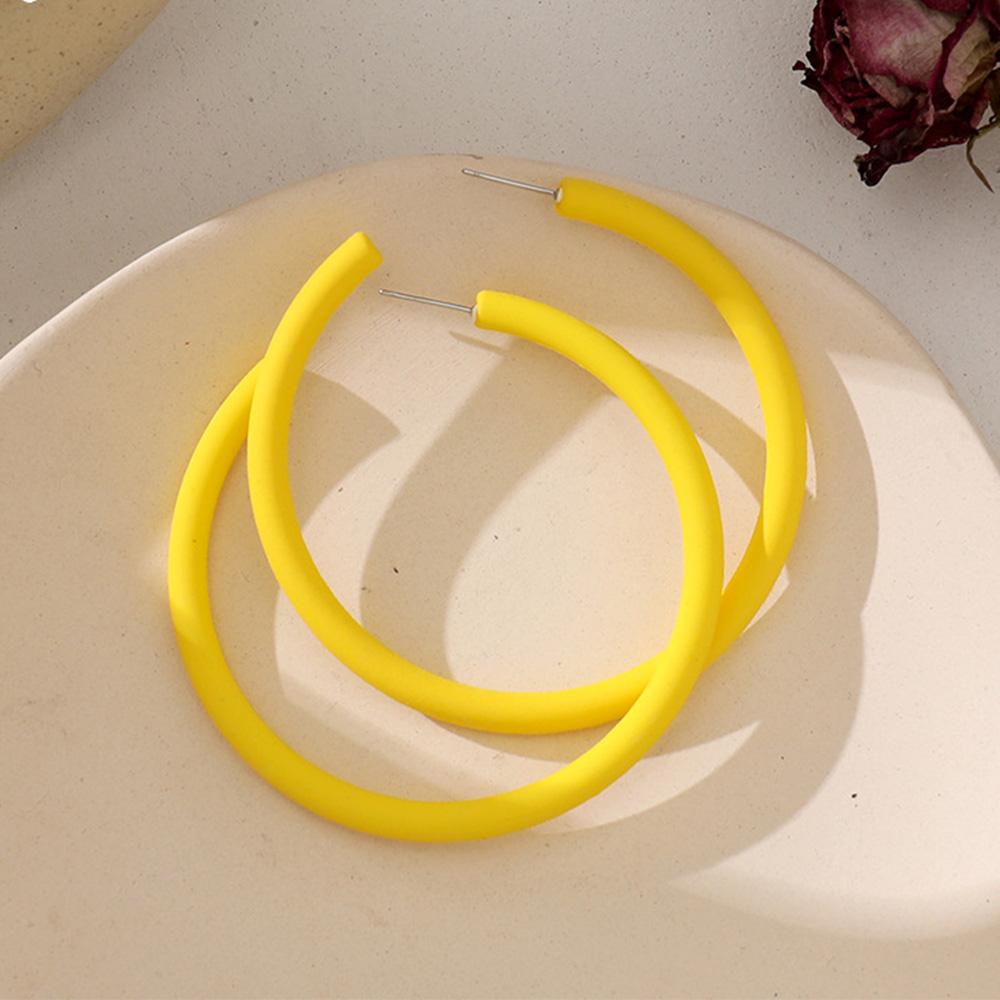 Ladies Round Candy Color Personality Geometric C-shaped Hoop Earrings Women Jewelry Round Earrings