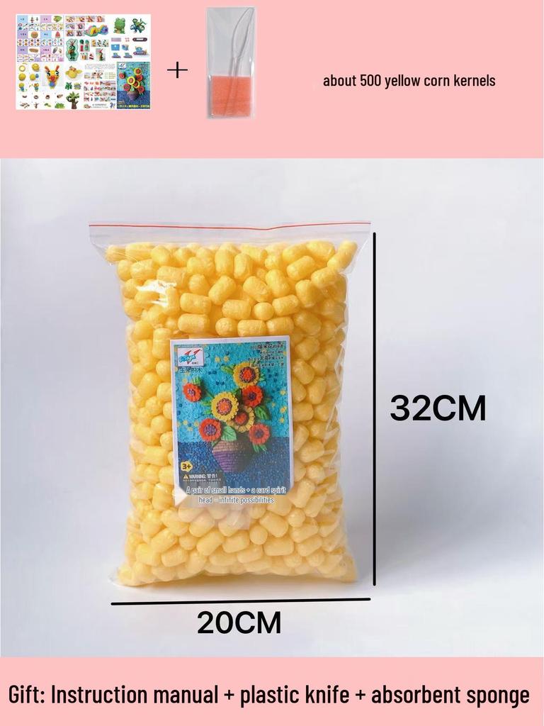 Magic DIY Corn Kernels Pack - 500 Pieces Educational Stick-and-Play Toys for Kids Kindergarten Crafting