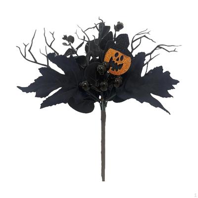 Artificial Maple Leaf Branch Black Leaves Floral Picks Halloween Decoration for Centerpiece