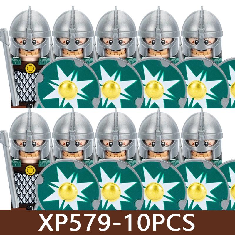 Medeltida Slottssoldat Figurer Byggklossar Militär Armé Riddare Romersk Krigare Infanteri Milis Orcher Tillbehör Klossar Leksaker