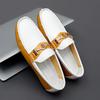Modische Bequeme Leder Herren Freizeitschuhe Stilvolle Weiche Herren Slipper Elegante Mokassins Atmungsaktive Slip-on Herren Bootsschuhe Neue Kleider Ballerinas
