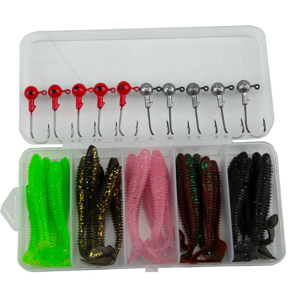 Bionic Topmouth Culter Soft Bait Set with Lead Head Hook and T-Tail Design