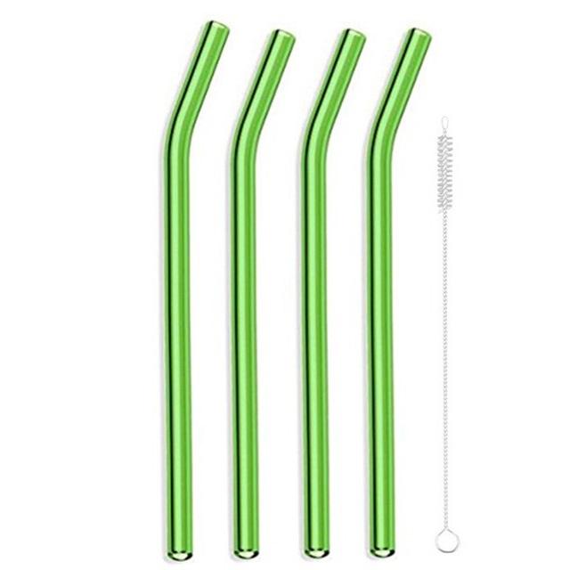 4Pcs Glass Straws Reusable Drinking Glass Tube Eco-friendly With Cleaning Brush Events Party Favors Supply