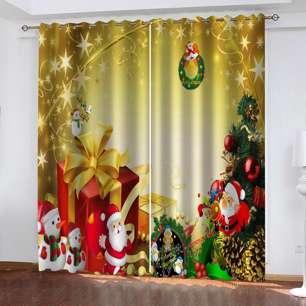 Cartoon Schnee Mann MerryChristmas Baum Feuerwerk Fenster Vorhänge Für Kinder Schlafzimmer Wohnzimmer Badezimmer Kicthen Tür Halle Wohnkultur