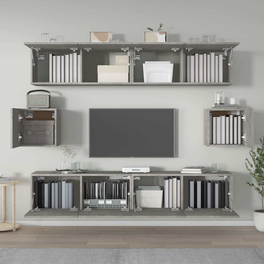 vidaXL 6-tlg. TV-Schrank-Set Betongrau Holzwerkstoff