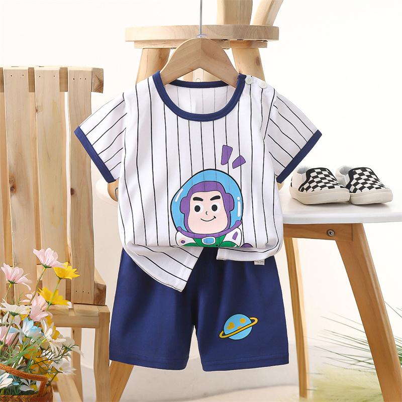 2026 Summer Kids O-Neck Short Sleeve Top Suits Baby Spring Cartoon Short Pant Two-pieces Set Suit for Girl Boy
