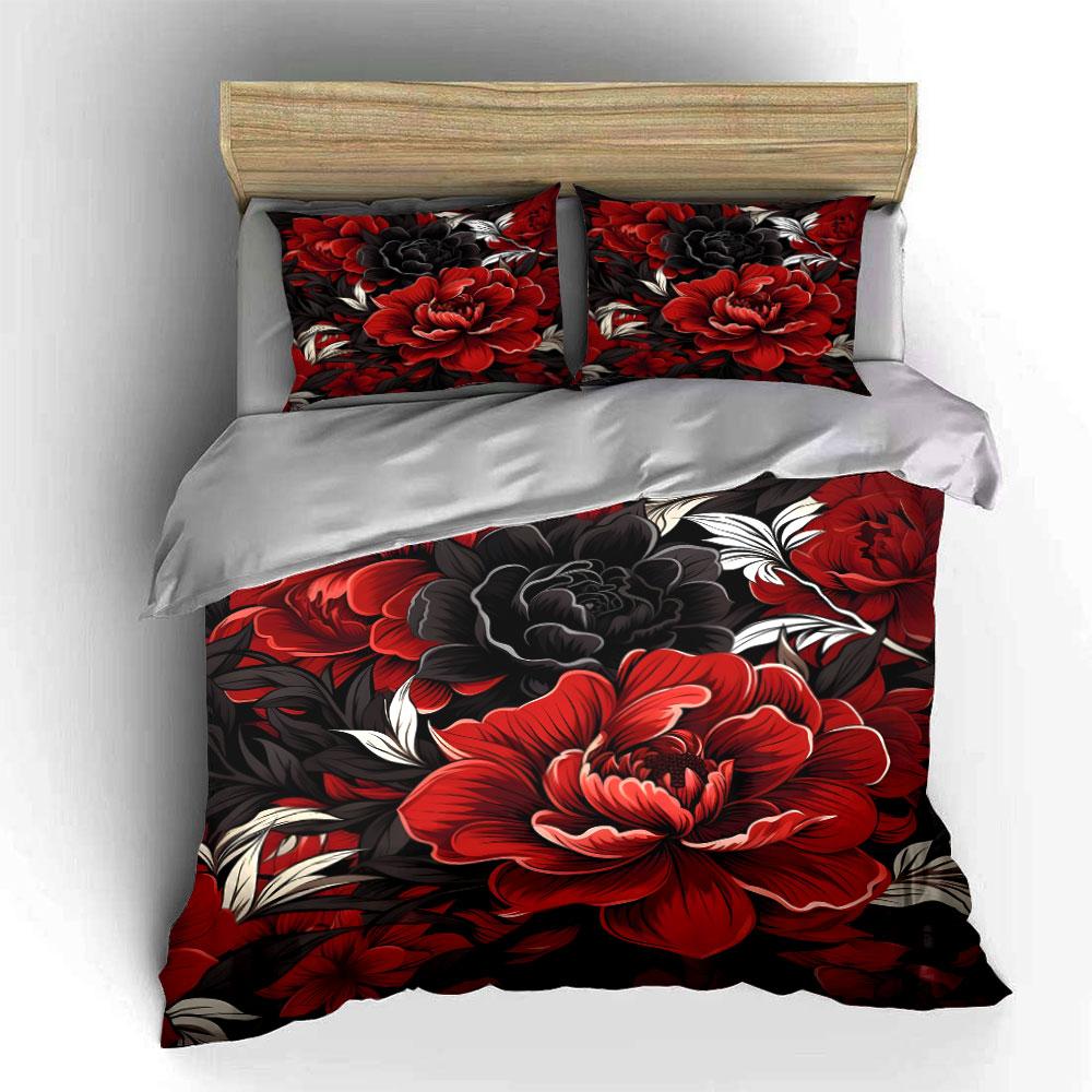 Elegant Floral Three-Piece Decor Set  Exquisite three-piece bedding set gift for kids and adults 135x200cm