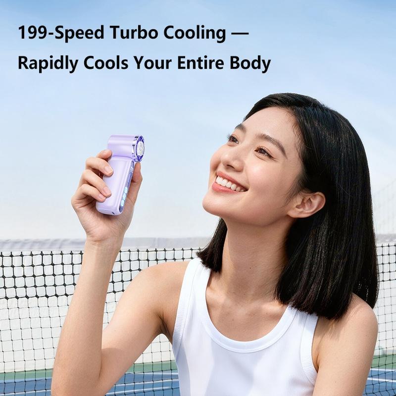 Lenovo 3000mAh 199 Speed Portable Handheld Fan with ICE Semiconductor Cooling 360° Turbo USB Rechargeable Mini Air Cooler