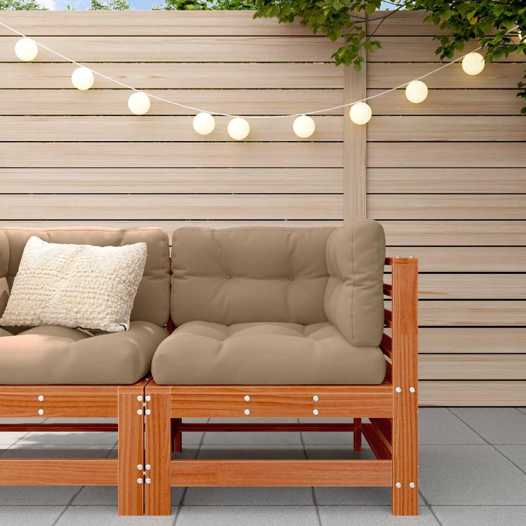 Garden Corner Sofa Solid Pine Wood Wax Brown