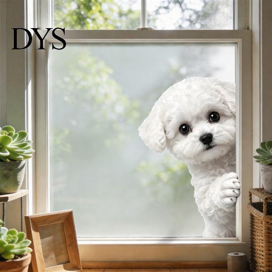 Easy to Apply Glass Stickers Cute Peeking Animal Static Window Clings, Cartoon Cat Dog Wall Stickers, Waterproof Holiday Party Decorations Removable