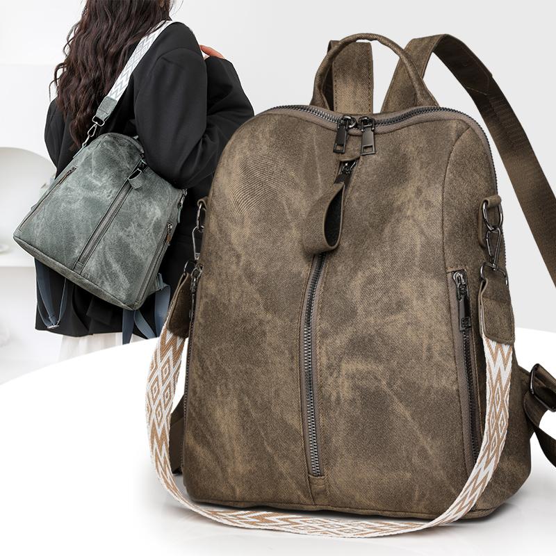 New Women Solid Color Backpack Fashion Casual Travel Women's Shoulder Bags Female Large Capacity PU Leather Retro Rucksack Purse