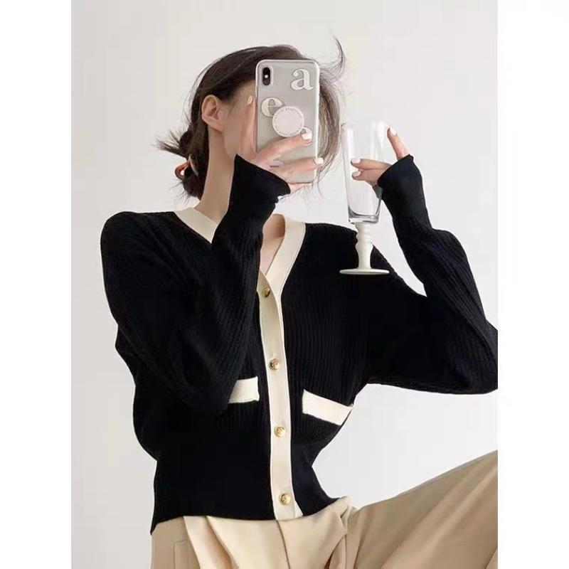 Autumn Long Sleeve V-neck Knitted Sweater Jacket Women's Cardigans Winter Slim Fit Single Breasted Sweater Cardigan Elegant Solid Lady Knitwear 25332