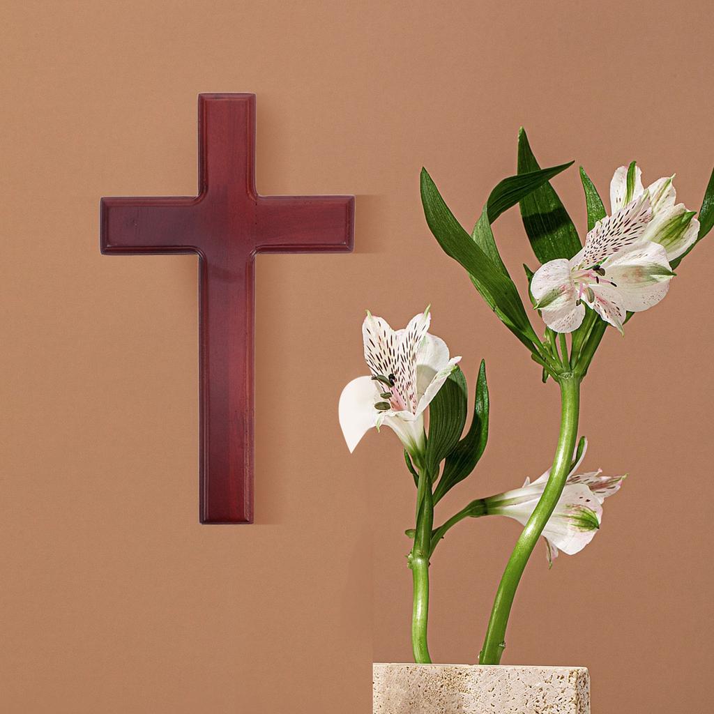 Wooden Wall Cross Decor Christian Hanging Cross 25cmx14.5cm Religious Crucifix for Home Church Wall Decoration