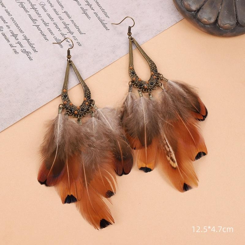 Unique Exaggerate Feather Earrings Creative Feathers Long Earrings Trendy Boho Big Earrings Women Statement Jewelry Wholesale