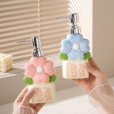Soap Dispenser Creative Flower Lotion Press Bottle Hand Sanitizer Bottle Bathroom Shower Gel Shampoo Ceramic Bottle Bathroom
