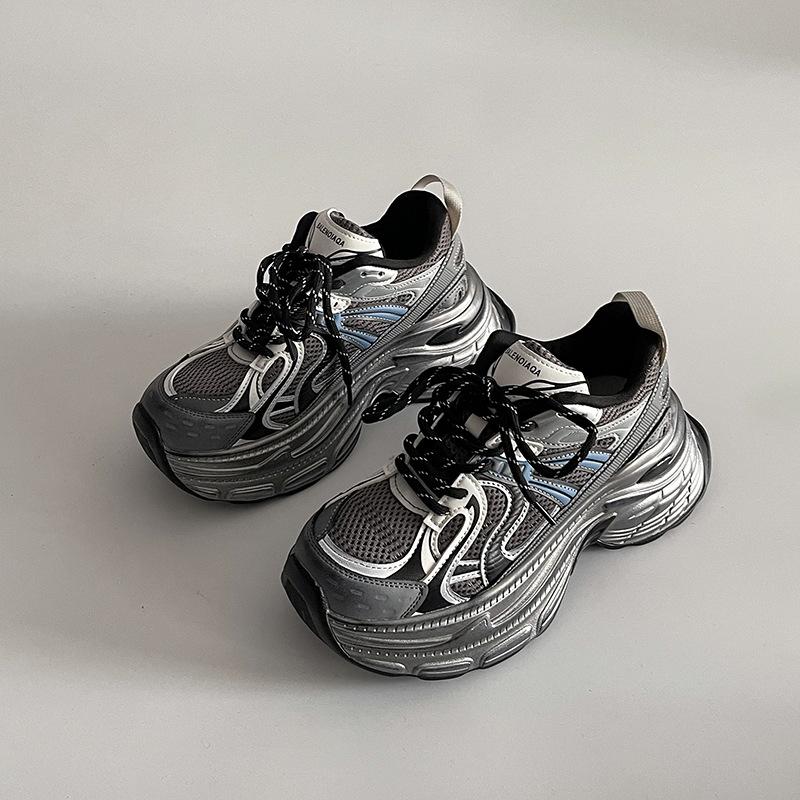 

Versatile, breathable and comfortable German training dad shoes, fashionable in spring and summer, small people show height and increase height, pl 35 серый