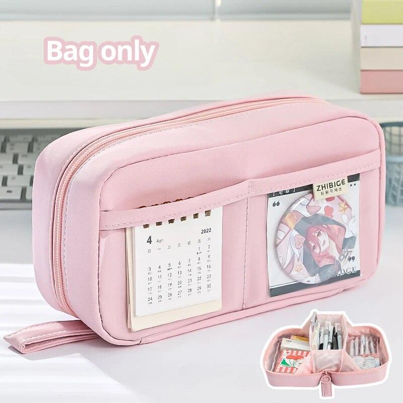 Transparent Pencil Bag with Large Capacity Volcano Shape Convenient for Storing Rulers Pens Memos Can Fit on a 180° Flat Desk