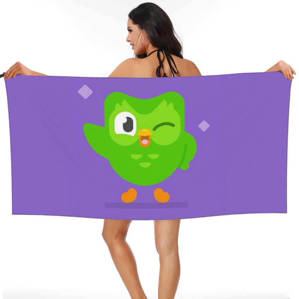 Duolingo Owl Duo Beach Towel Soft Microfiber Quick Dry Absorbent Quick Towels For Pool